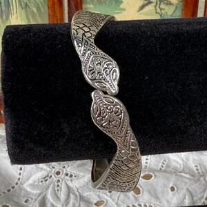Vintage Silver Toned Double Snake Serpent Bangle Bracelet Gothic Goth Vampire